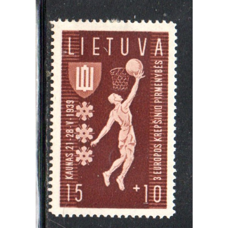 Lithuania Sc B52 1939 15 + 10 Basketball Championships  stamp mint