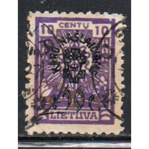 Lithuania Sc B4 1924 10c + 10c War Invalids surcharge stamp used