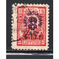 Lithuania Sc B7 1924 15c + 15c War Invalids surcharge stamp used