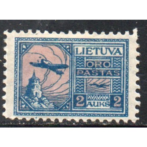 Lithuania Sc C18 1922 2 auk Plane over Castle stamp mint