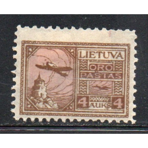 Lithuania Sc C19 1922 4 auk Plane over Castle stamp mint