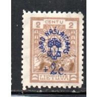 Lithuania Sc B16 1926 1c  + 1c War Orphans surcharge stamp mint