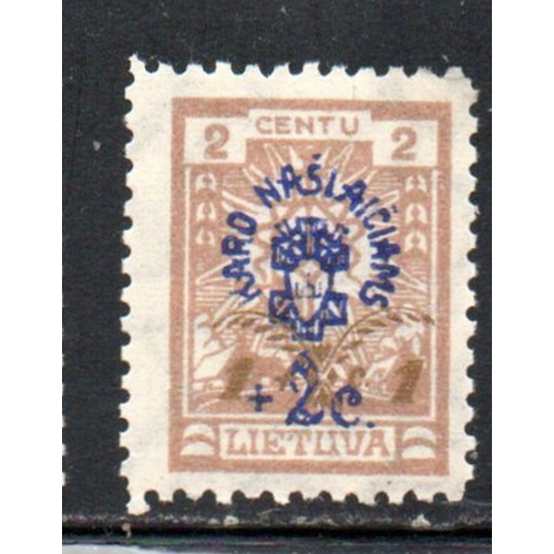 Lithuania Sc B16 1926 1c  + 1c War Orphans surcharge stamp mint