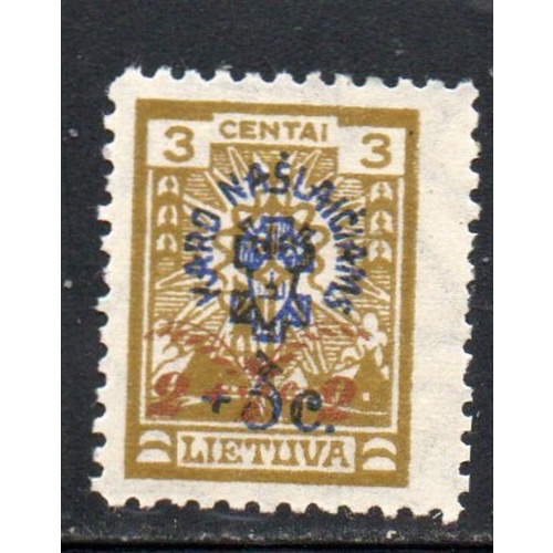 Lithuania Sc B17 1926 2c  + 2c War Orphans surcharge stamp mint