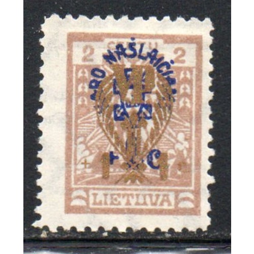 Lithuania Sc B30 1926 1c  + 1c War Orphans surcharge stamp mint