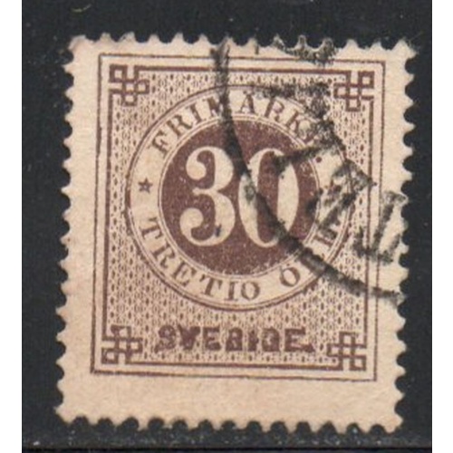 Sweden Sc 25 1872 30 ore brown stamp used