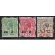 Bahamas Sc MR6-MR8 1918 WAR TAX overprints on G V  stamp set mint