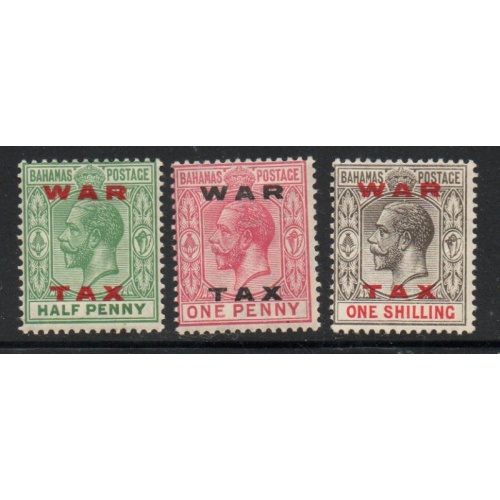 Bahamas Sc MR11-MR13 1918 WAR TAX overprints on G V  stamp set mint