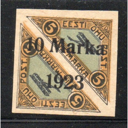 Estonia Sc  C4 1923 10 marka overprint Biplane airmail stamp mint