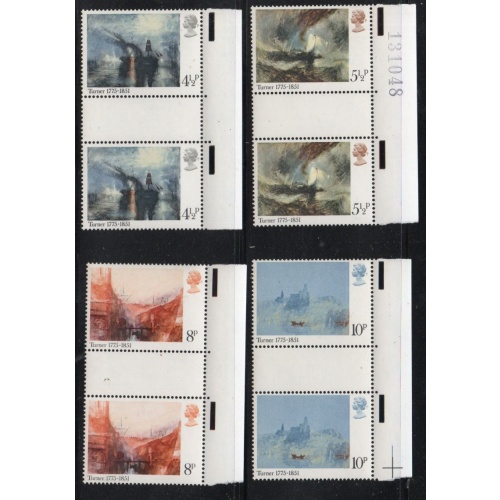 Great Britain Scott 736-739 1975 Turner Paintings stamp set mint NH Gutter Pairs
