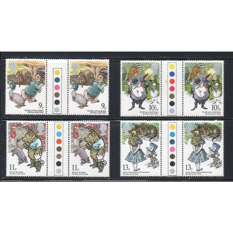 Great Britain Sc 867-870 1979 Children s Books traffic light gutter pairs
