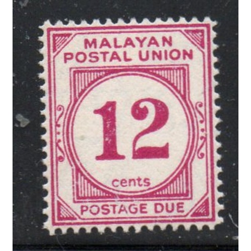 Malaya Sc J26 1954 12 c magenta postage due stamp mint NH