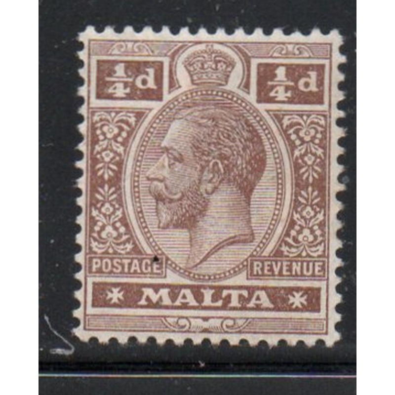 Malta Sc 49 1914 1/4d brown George V stamp mint