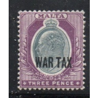 Malta Sc MR2 1918  3d E VII WAR TAX overprint stamp mint