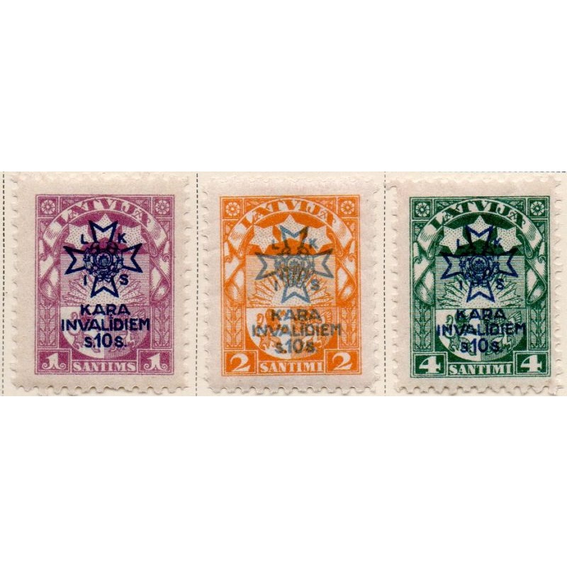 Latvia Sc B21-B23 1923 Wounded War Invalids  stamp set mint