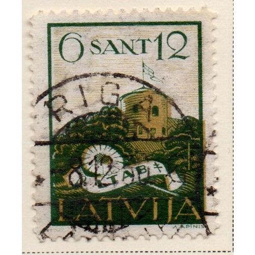 Latvia Sc B60 1930 Riga Castle semi-postal  stamp used