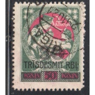 Latvia Sc 97 1921 30 R overprint on 50l Latgale Relief stamp used
