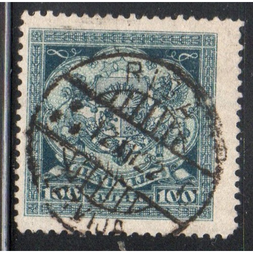 Latvia Sc 112 1922 100 R Coat of Arms stamp used