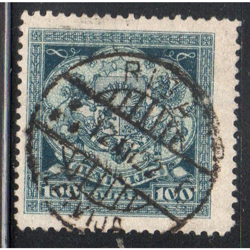 Latvia Sc 112 1922 100 R Coat of Arms stamp used