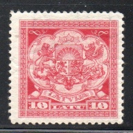 Latvia Sc 131 1923  10 L Coat of Arms stamp mint