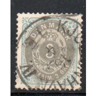 Denmark Sc 25 1875 3 ore gary blue & gray Royal Emblems stamp used