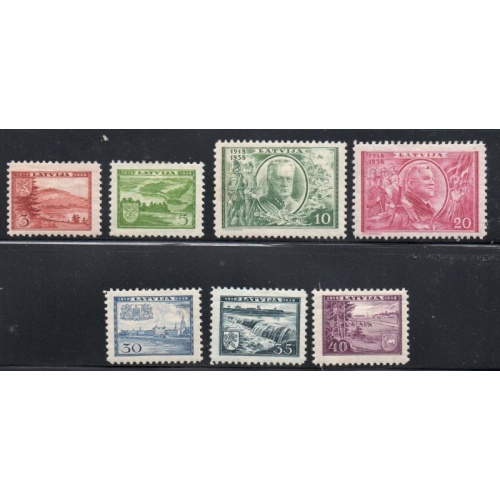 Latvia Sc 200-206 1938 20th Anniversary Independence stamp set mint