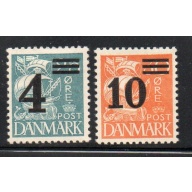 Denmark Sc 244-245 1934 4 & 10 ore overprints stamp set mint