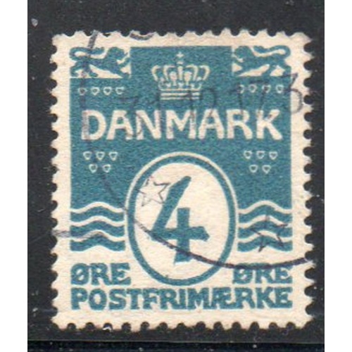 Denmark Sc 60a 1917 4 ore wavy lines stamp perf 14 x 14 1/2 used