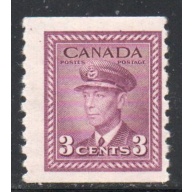 Canada Sc 280 1948 3 c rose violet George VI coil stamp mint  perf 9 1/2