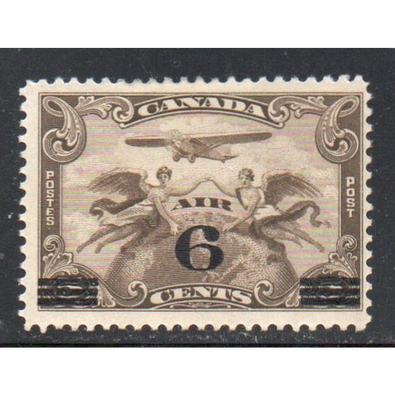 Canada Sc C3 1932 6 c on 5c Airplane & Globe airmail stamp mint