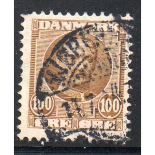 Denmark Sc 78 1907 100 ore bistre brown Frederik VIII stamp  used