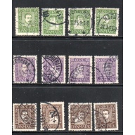 Denmark Sc 164-175 1924 Postal Service Anniversary stamp set used