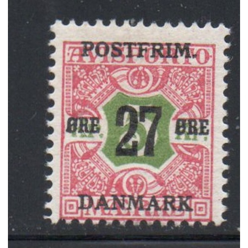 Denmark Sc 143 1918 27 ore on 5Kr newspaper stamp mint