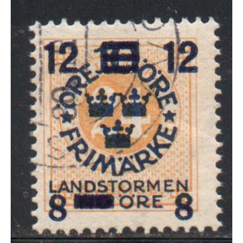 Sweden Sc B28 1918 12 + 8 Overprint on 24 ore  stamp used