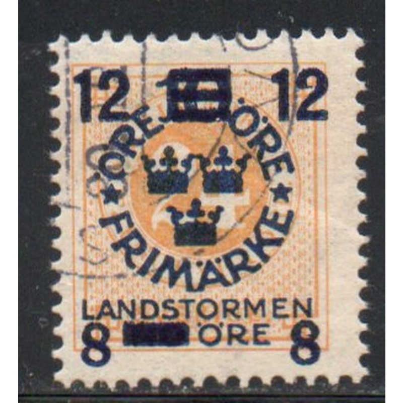 Sweden Sc B28 1918 12 + 8 Overprint on 24 ore  stamp used