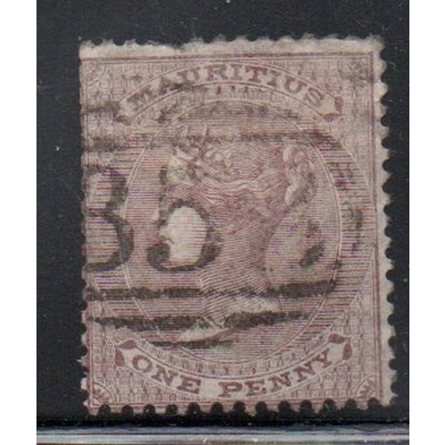 Mauritius Sc 24 1860 1d brown lilac Victoria stamp used
