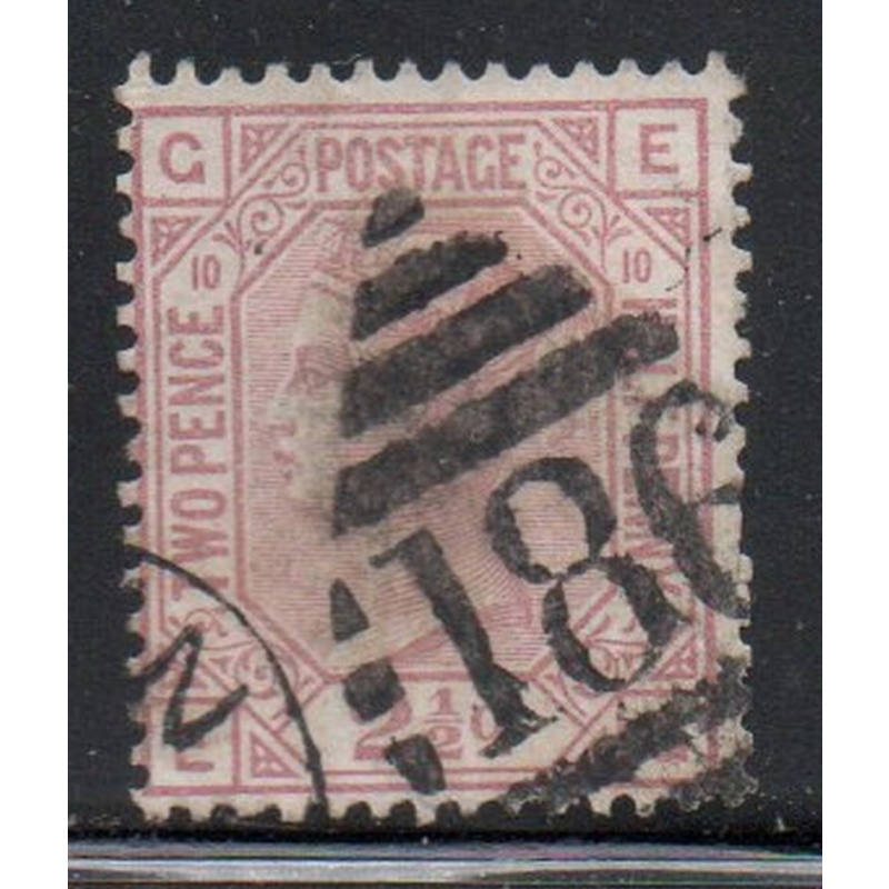 Great Britain Scott 67 plate 10 1876 2 1/2d claret Victoria stamp sued