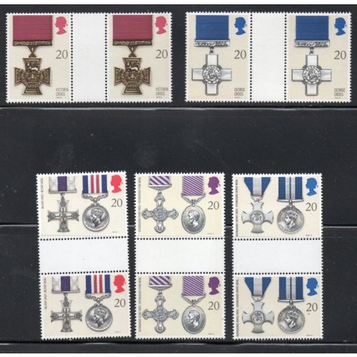 Great Britain Scott  1331-1334 Medals gutter pairs stamp set mint NH