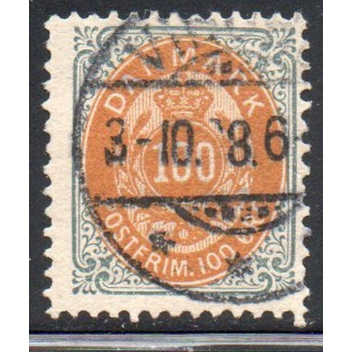 Denmark Sc 52 1895 100 ore slate & orange stamp used