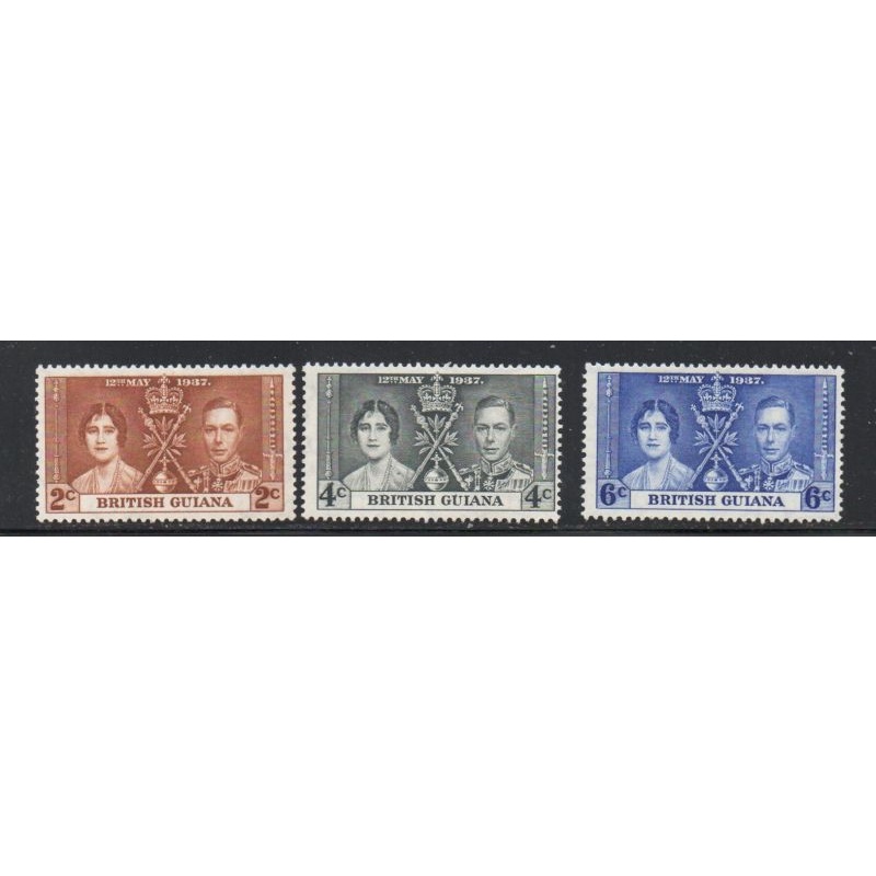 British Guiana Sc 227-229 1937 Coronation George VI stamp set mint