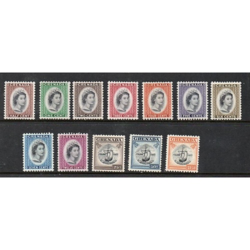 Grenada Sc 171-182 1953 QE II long stamp  set to $1.50 mint