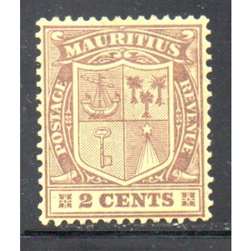 Mauritius Sc 138 1910 2 c brown Seal of Colony stamp mint