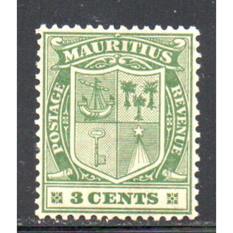 Mauritius Sc 139 1910 3 c green Seal of Colony stamp mint