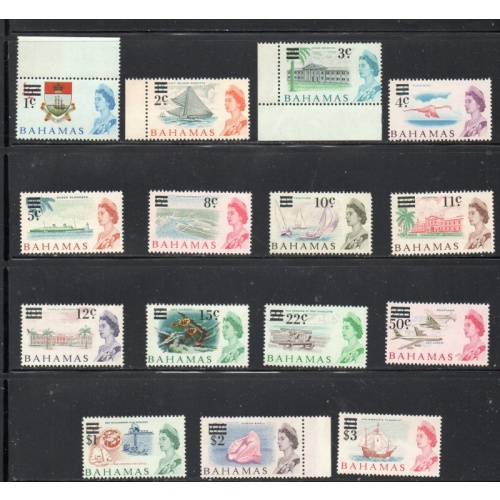 Bahamas Sc 230-244 1966 Decimal overprints long stamp set mint NH
