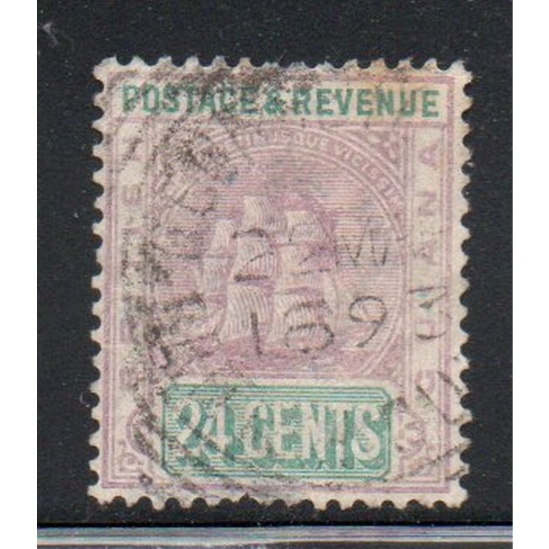 British Guiana Sc 142 1889 24 c  lilac & green ship stamp used