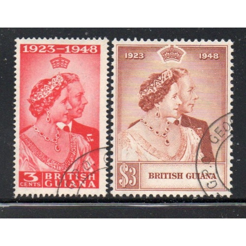 British Guiana Sc 244-245 1945 Silver Wedding George VII stamp set used