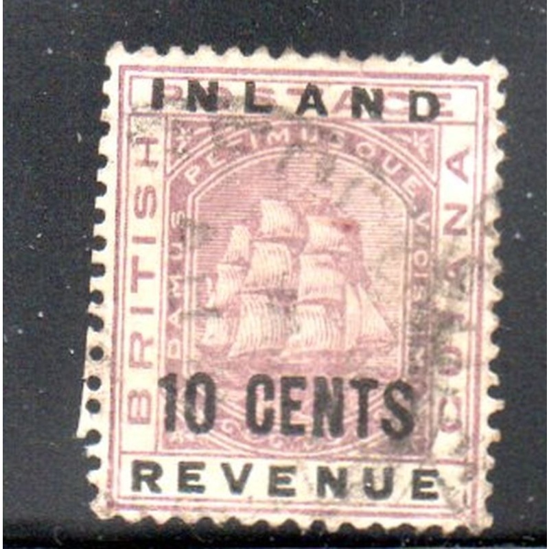 British Guiana Sc 120 1889 10 cent on lilac ship stamp used