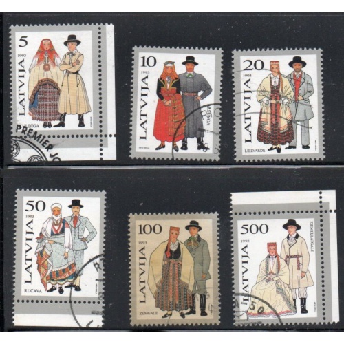 Latvia Sc 343-348 1993 Traditional Costumes stamp set used