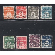 Denmark Sc 57-64 1905 Wavy Lines & Numerals stamp set  used