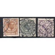 Denmark Sc 132-134  1913-1920 Christian X High Values stamp set used